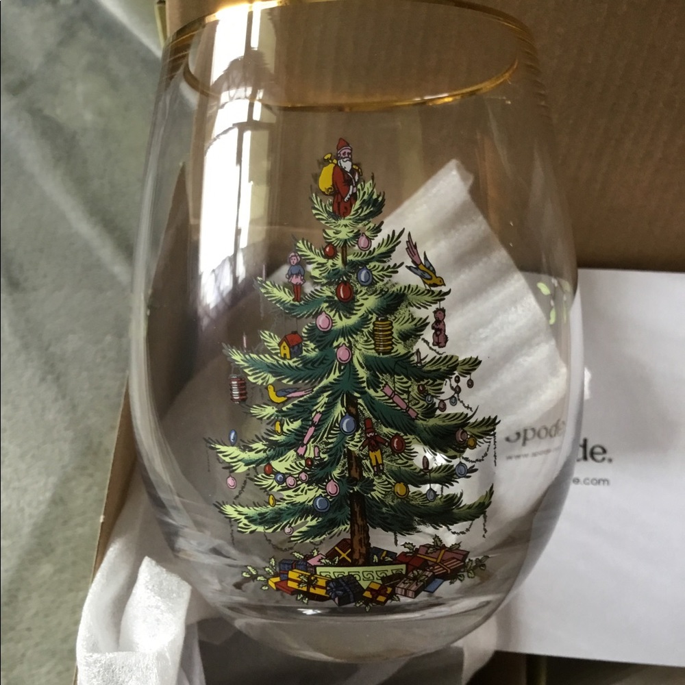Spode Christmas stemless wine glasses